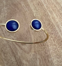 Charger l&#39;image dans la galerie, Bracelet jonc  doré  bleu  marine Acier inoxydable♡  Fait-main