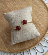 Charger l&#39;image dans la galerie, Bracelet jonc  doré  bordeaux Acier inoxydable♡  Fait-main