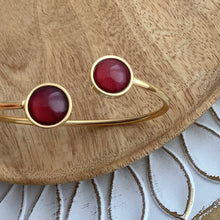 Charger l&#39;image dans la galerie, Bracelet jonc  doré  bordeaux Acier inoxydable♡  Fait-main