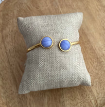 Charger l&#39;image dans la galerie, Bracelet jonc  doré  bleu Acier inoxydable♡  Fait-main