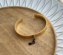 Charger l&#39;image dans la galerie, Bracelet jonc  doré  Note de Musique ♡ Acier inoxydable