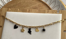 Charger l&#39;image dans la galerie, Collier  charms pampilles acier inoxydable doré ❤ Fait main ❤ Chat