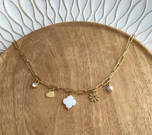 Collier  charms pampilles acier inoxydable doré ❤ Fait main ❤