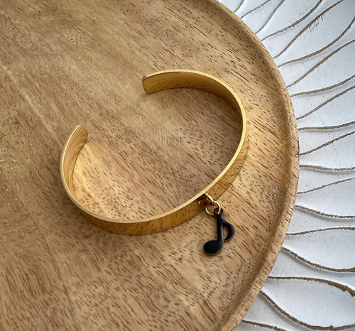 Bracelet jonc  doré  Note de Musique ♡ Acier inoxydable