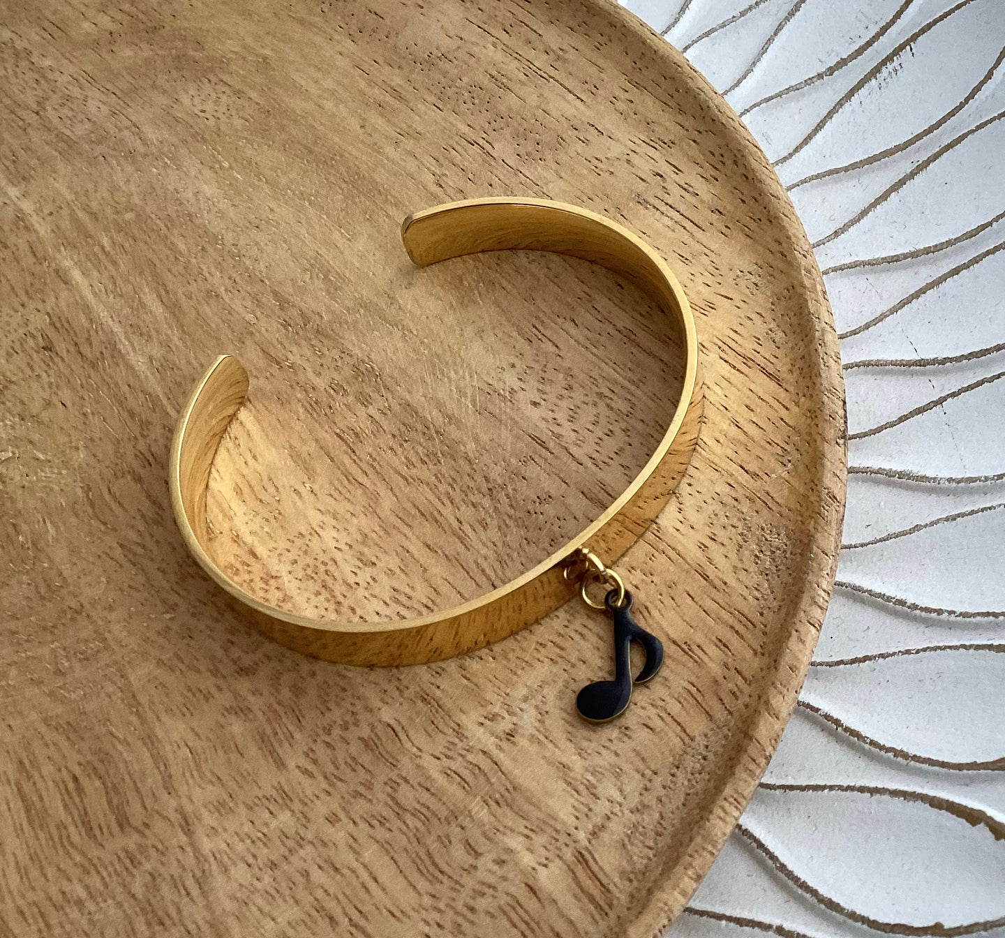 Bracelet jonc  doré  Note de Musique ♡ Acier inoxydable