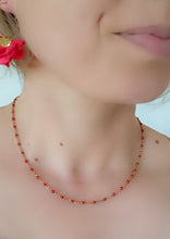 Charger l&#39;image dans la galerie, Collier   acier inoxydable doré   emaillé  Rouge   ❤