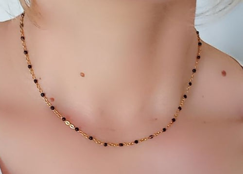 Collier   acier inoxydable doré   emaillé  Noir   ❤