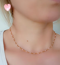 Charger l&#39;image dans la galerie, Collier   acier inoxydable doré   emaillé  Rose pâle   ❤