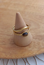 Charger l'image dans la galerie, Bague Fantaisie   acier inoxydable  Pierre naturelle Œil de tigre   Réglable