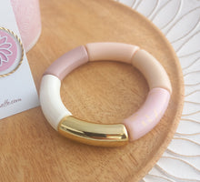 Charger l&#39;image dans la galerie, Bracelet  Tendance  perles tubes  écru beige rose poudre  ❤ Fait main ❤