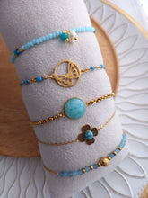 Charger l'image dans la galerie, Bracelet Chainette   Acier inoxydable doré   Bleu au choix