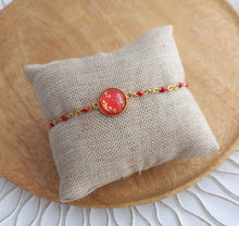 Charger l&#39;image dans la galerie, Bracelet Chainette Acier inoxydable doré rouge  ❤ Fait main ❤
