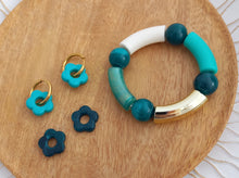 Charger l'image dans la galerie, Bracelet  Tendance  perles tubes  Bleu menthe doré   ❤ Fait main ❤