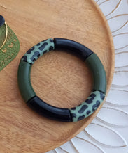 Charger l&#39;image dans la galerie, Bracelet  Tendance  perles tubes  Kaki Noir Léopard   ❤ Fait main ❤