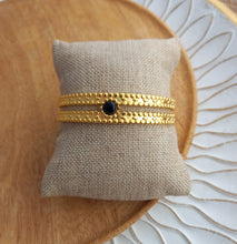 Charger l&#39;image dans la galerie, Bracelet jonc  doré  noir  Acier inoxydable♡