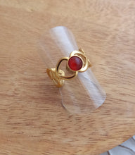 Charger l'image dans la galerie, Bague Fantaisie acier inoxydable Pierre naturelle Rouge    Réglable