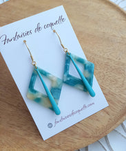 Charger l'image dans la galerie, Boucles d'oreilles  Clous  Acier inoxydable Doré Résine menthe ❤ Idée cadeau