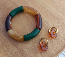 Charger l&#39;image dans la galerie, Bracelet  Tendance  perles tubes  camel vert marron   ❤ Fait main ❤