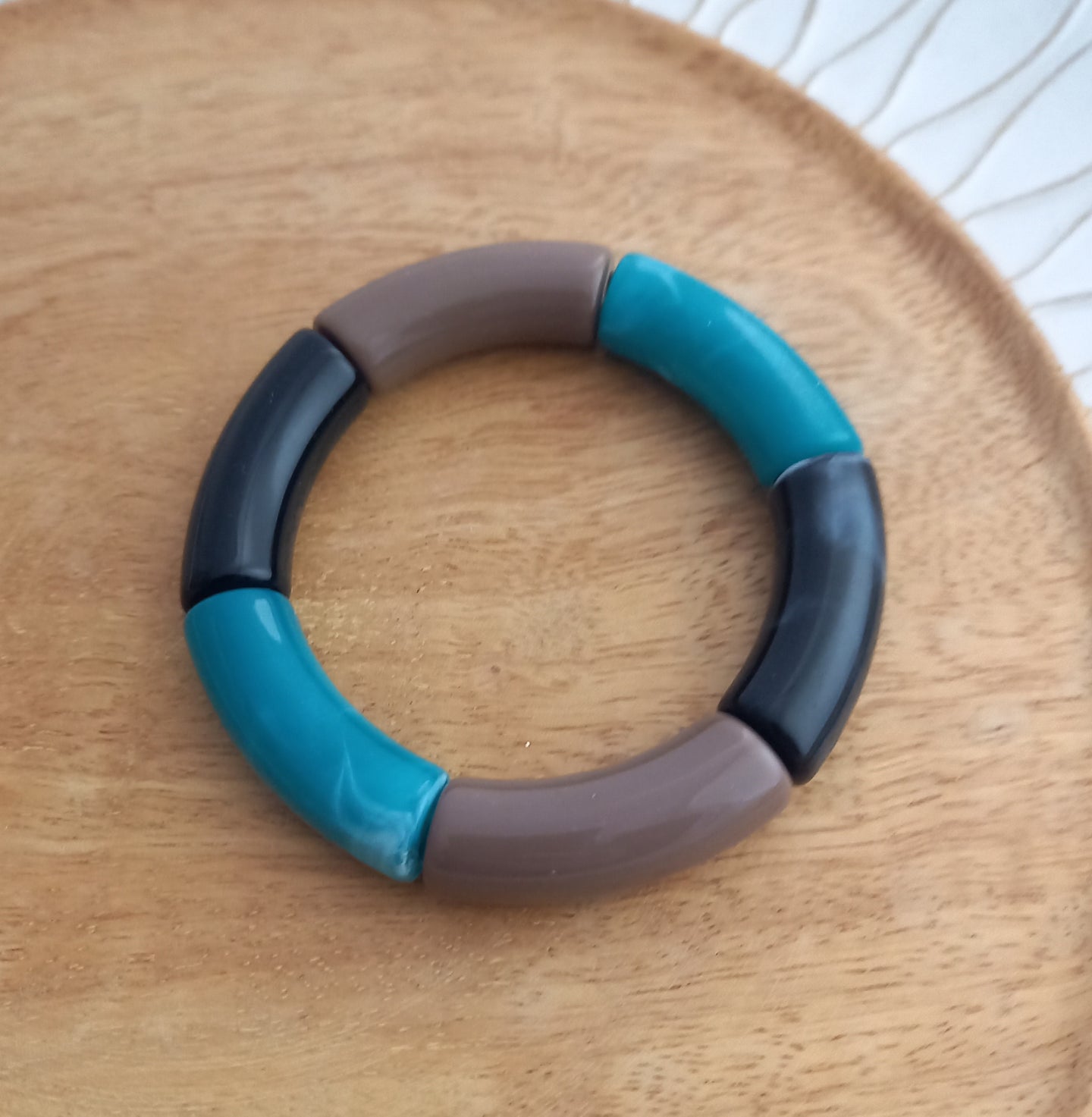 Bracelet  Tendance  perles tubes  Vert marron noir doré  ❤ Fait main ❤