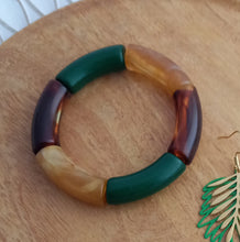 Charger l&#39;image dans la galerie, Bracelet  Tendance  perles tubes  camel vert marron   ❤ Fait main ❤