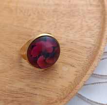 Charger l'image dans la galerie, Bague Fantaisie illustrée  Taille Réglable   Noir bordeaux