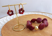 Charger l&#39;image dans la galerie, Bracelet  Perles acétate  Bordeaux ❤ Fait main ❤