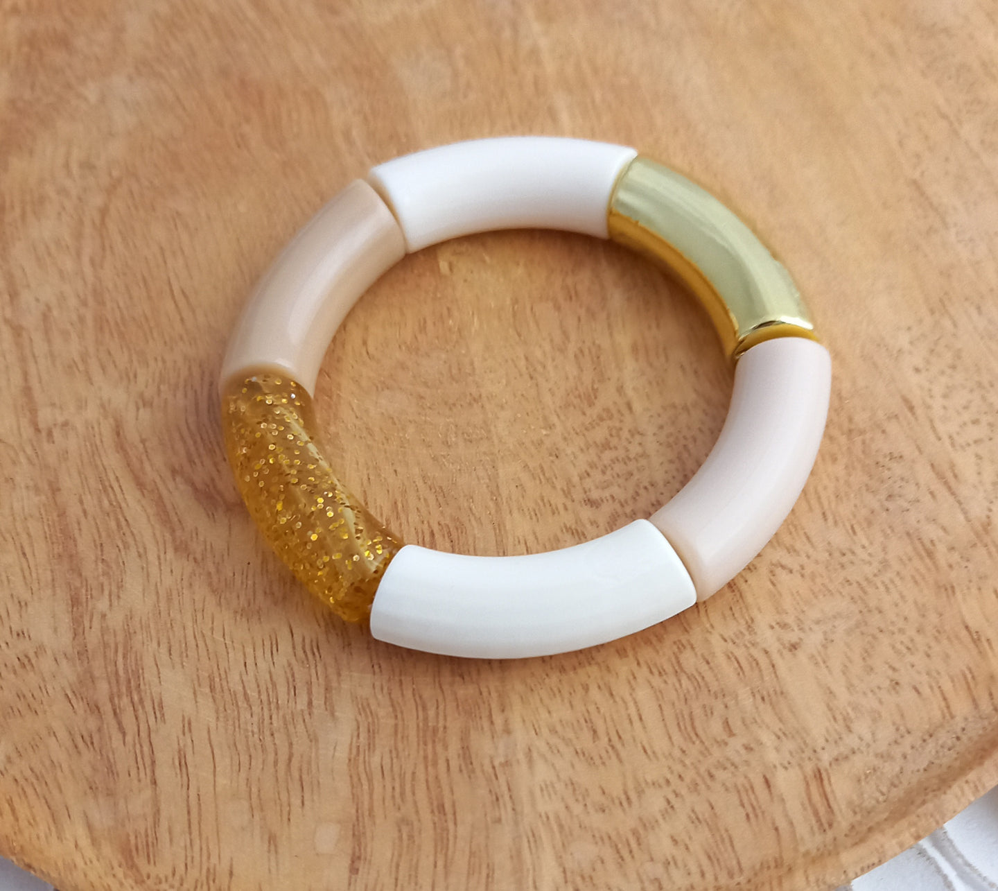 Bracelet  Tendance  perles tubes  écru beige  ❤ Fait main ❤