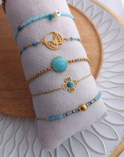 Charger l'image dans la galerie, Bracelet Chainette   Acier inoxydable doré   Bleu au choix