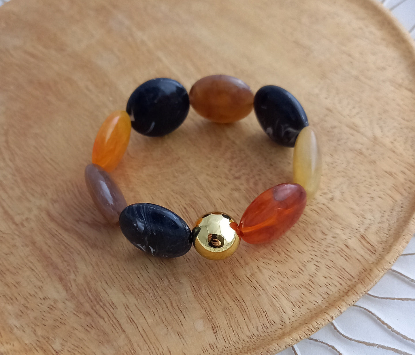 Bracelet  Perles acétate  Marron noir camel ❤ Fait main ❤