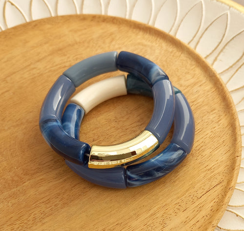 Bracelet  Tendance  perles tubes  écru blanc bleu doré Couleur au choix ❤ Fait main ❤