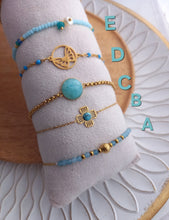 Charger l'image dans la galerie, Bracelet Chainette   Acier inoxydable doré   Bleu au choix