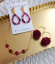 Charger l'image dans la galerie, Collier   acier inoxydable doré Perles rouges bordeaux    ❤