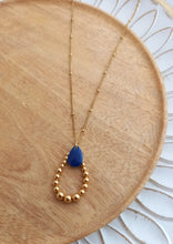 Charger l'image dans la galerie, Collier   acier inoxydable doré Pendentif emaillé  Bleu marine  ❤ Fait main ❤