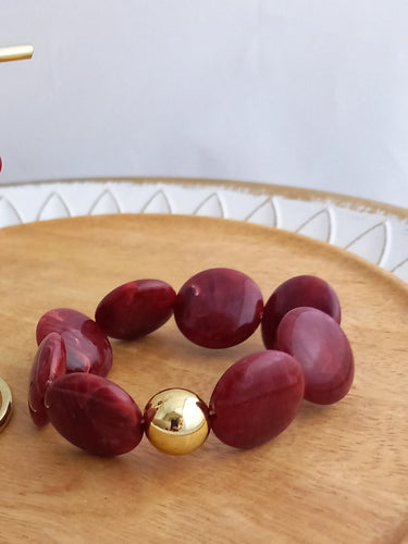 Bracelet  Perles acétate  Bordeaux ❤ Fait main ❤