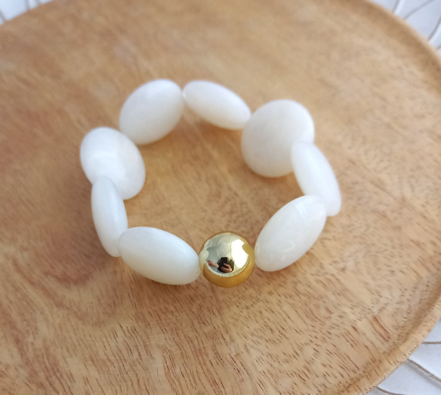 Bracelet  Perles acétate  Blanc  ❤ Fait main ❤