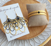 Charger l&#39;image dans la galerie, Bracelet jonc  doré  noir  Acier inoxydable♡