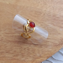 Charger l'image dans la galerie, Bague Fantaisie acier inoxydable Pierre naturelle Rouge    Réglable