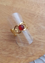 Charger l'image dans la galerie, Bague Fantaisie acier inoxydable Pierre naturelle Rouge    Réglable
