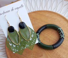 Charger l&#39;image dans la galerie, Bracelet  Tendance  perles tubes  Kaki Noir Léopard   ❤ Fait main ❤