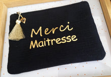 Charger l&#39;image dans la galerie, Trousse  Pochette Merci Maîtresse ❤ Noir doré