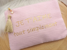 Charger l&#39;image dans la galerie, Trousse  Pochette Je t&#39;aime tout simplement ❤ Rose &amp; doré