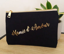 Charger l&#39;image dans la galerie, Trousse  pochette Mamie d&#39;amour ❤   Noir  doré   🎁 Idée cadeau 🎁