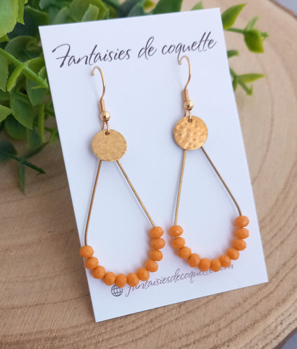 Boucles d'oreilles Saya     🌟 orange abricot doré 🌟   ❤ Fait main ❤ Perles gouttes