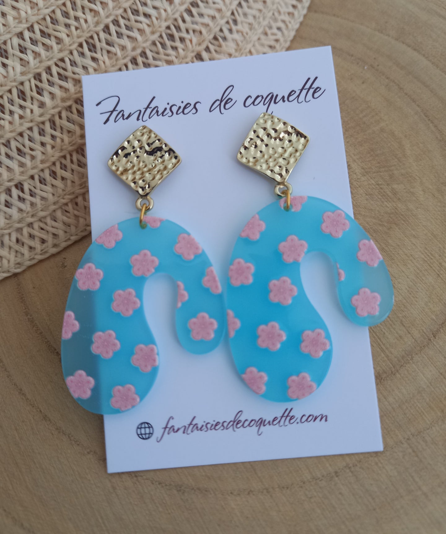 Boucles d'oreilles  Clous Collection Summer  ❤ Résine Flzurs doré