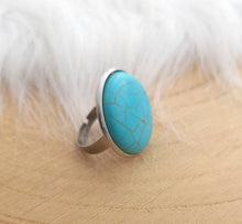 Charger l&#39;image dans la galerie, Bague Fantaisie Façon Turquoise taille Réglable