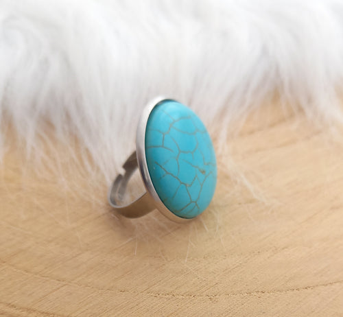 Bague Fantaisie Façon Turquoise taille Réglable