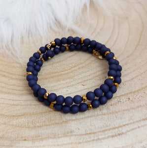 Bracelet Spirale   Perles Bleu dorées  ❤ Fait main ❤ Couleur au choix