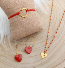 Charger l&#39;image dans la galerie, Collier   acier inoxydable Rouge doré Pendentif Coeur    doré ❤ Fait main ❤