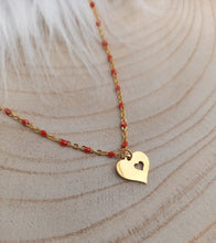 Charger l&#39;image dans la galerie, Collier   acier inoxydable Rouge doré Pendentif Coeur    doré ❤ Fait main ❤