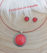 Charger l&#39;image dans la galerie, Duo Promo Collier &amp; Boucles D&#39;oreilles assorties ❤ Fait-main ❤  Pois rouge blanc